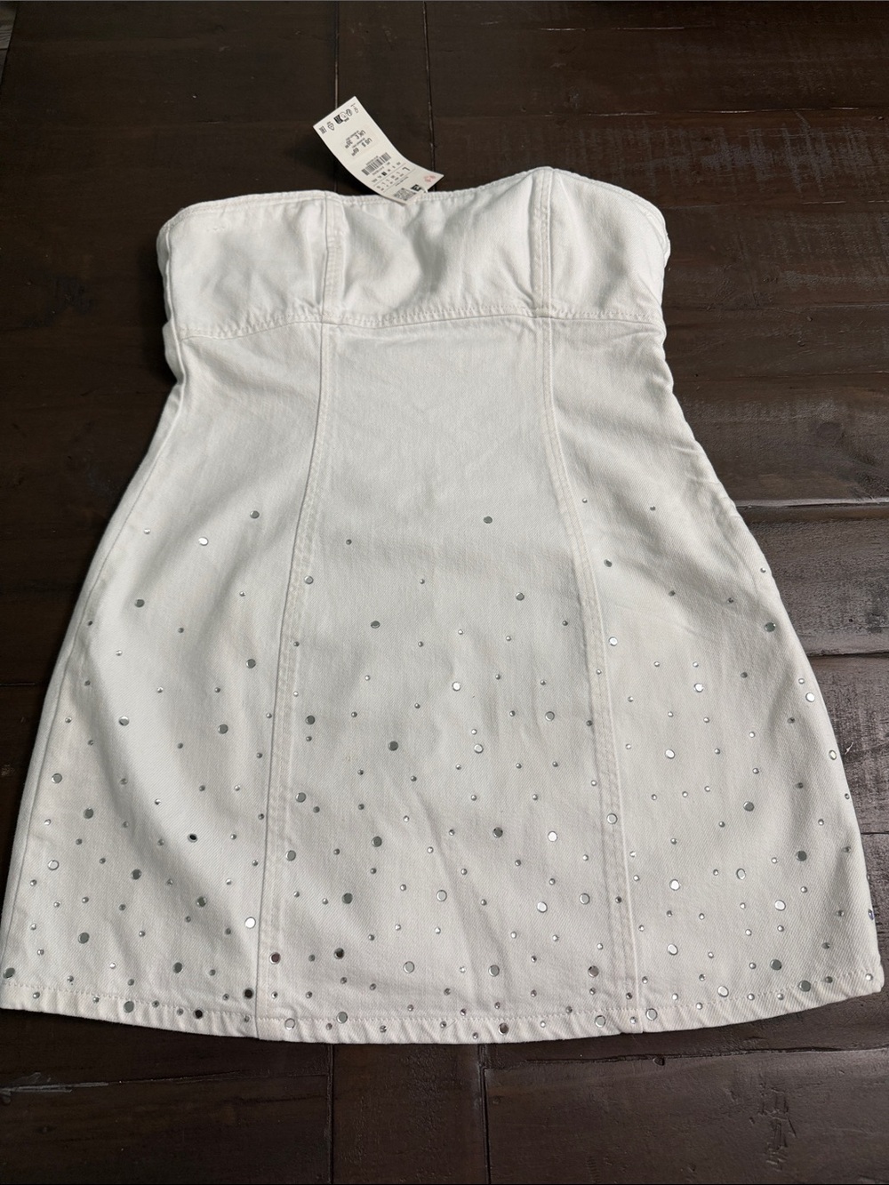 Zara White Mini Dress with Silver Studs